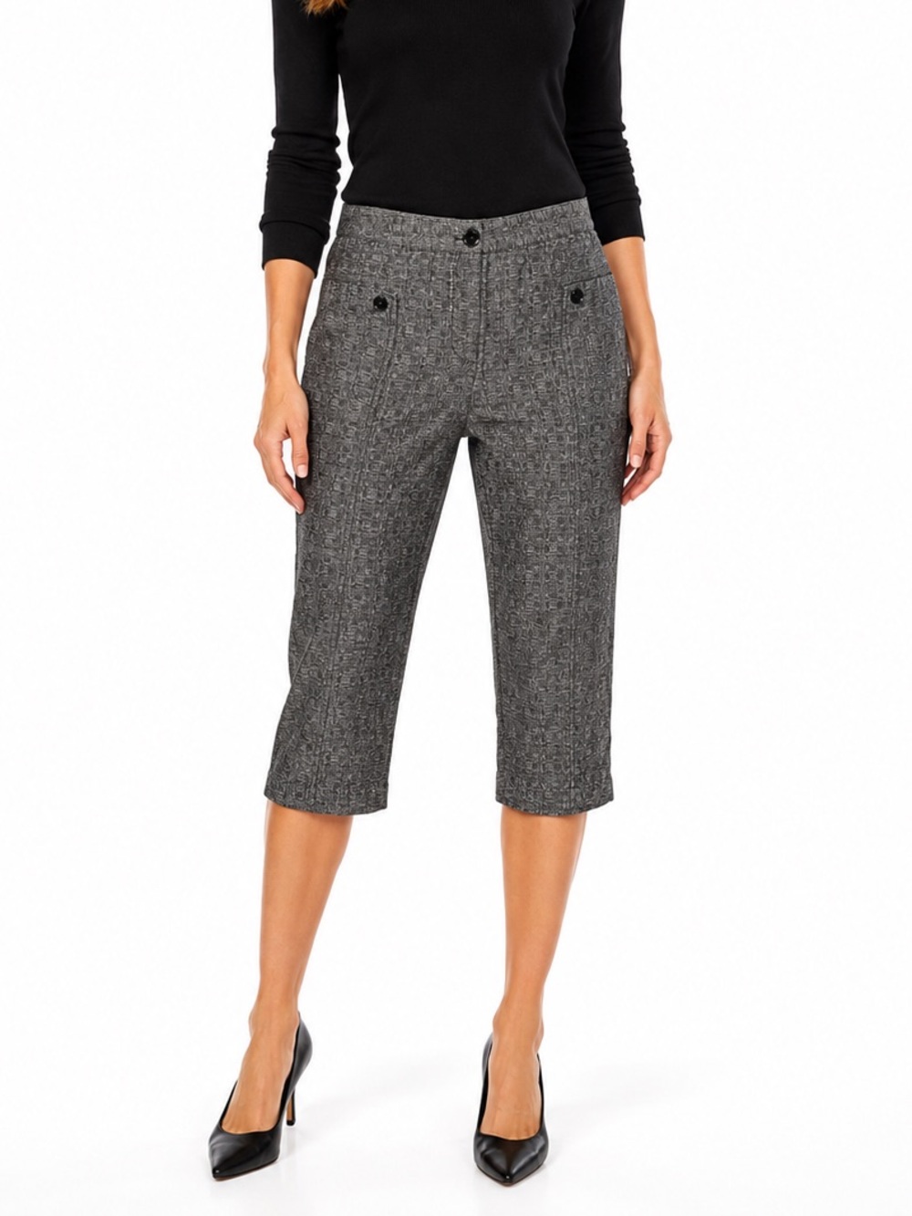 Derek Lam for DesignNation Size 10 Black Multi Cropped Capri Pants